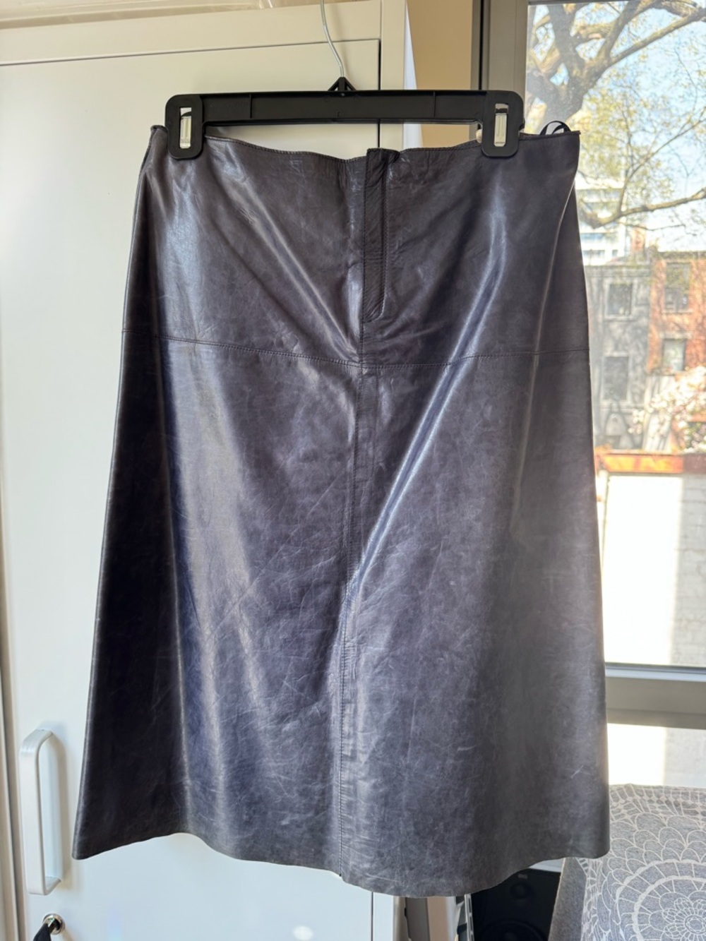 Banana Republic Dark Purple A-Line Leather Skirt